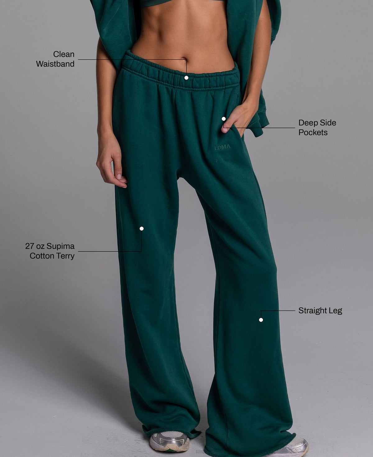 All Day Straight Leg Sweats in Alpine Green: 27 oz Supima cotton terry, clean waistband, deep side pockets, straight leg