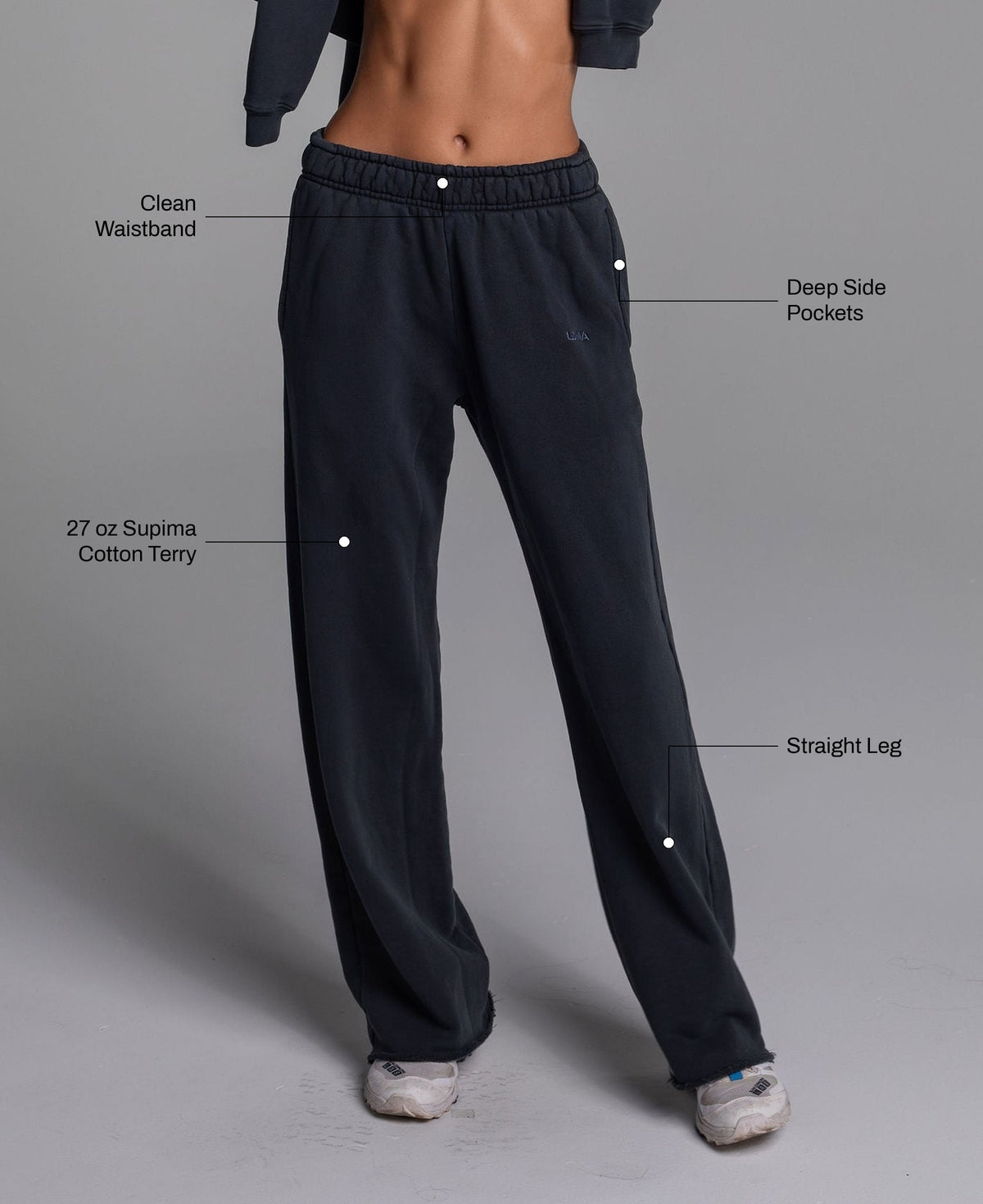All Day Straight Leg Sweats in Vintage Black: 27 oz Supima cotton terry, clean waistband, deep side pockets, straight leg