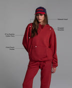 Heavyweight Heritage Hoodie in Poppy: 27 oz Supima cotton terry, front pouch pocket, relaxed hood, dropped shoulder