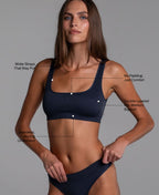 High Sculpt Bra Rib in Collegiate Blue: wider straps that stay put, no padding, double-layered rib with medium support, seamless no-dig underband