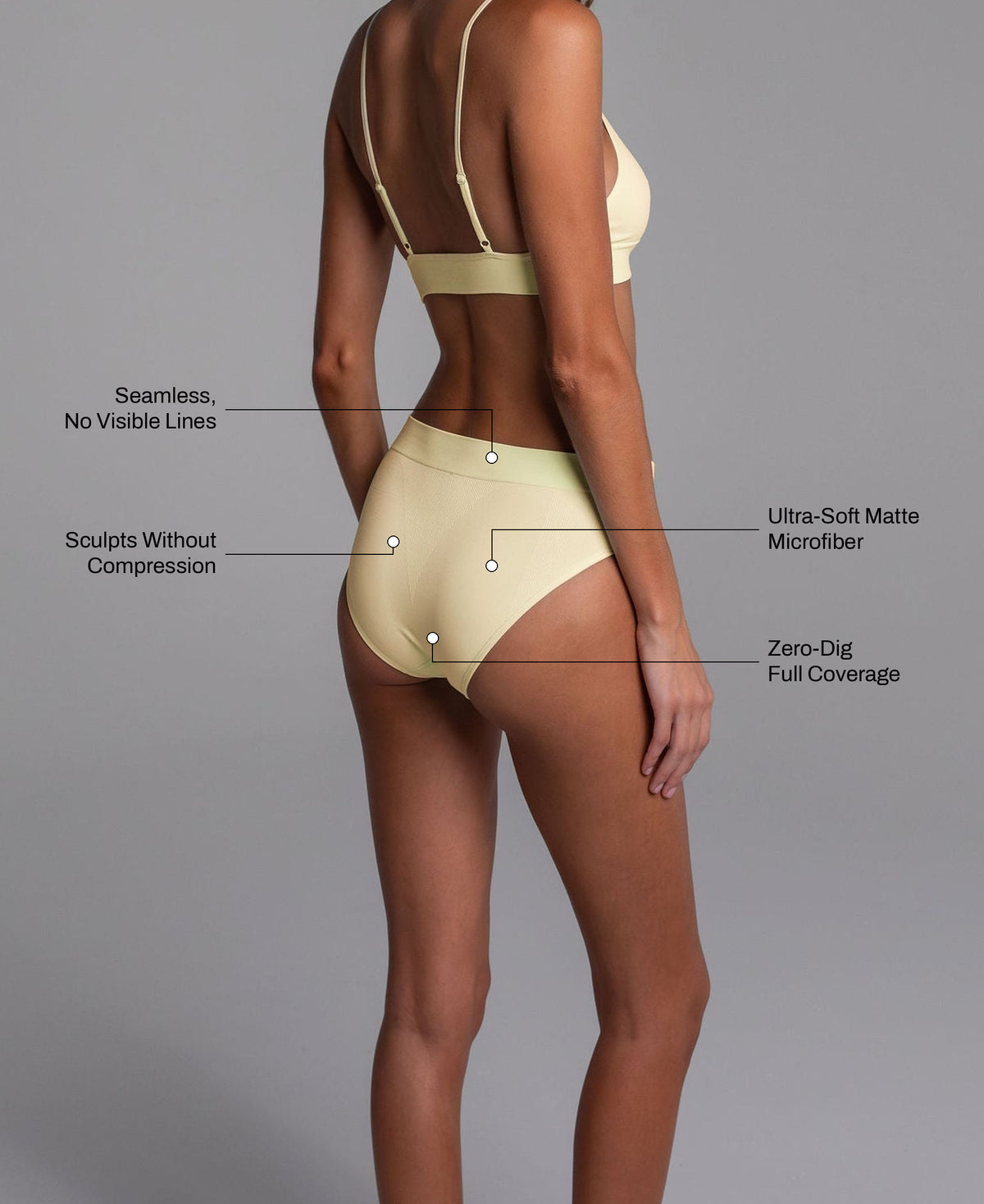 High Sculpt Brief in Butter Yellow: seamless no visible lines, sculpts without compression, ultra-soft matte microfiber, zero-dig full coverage