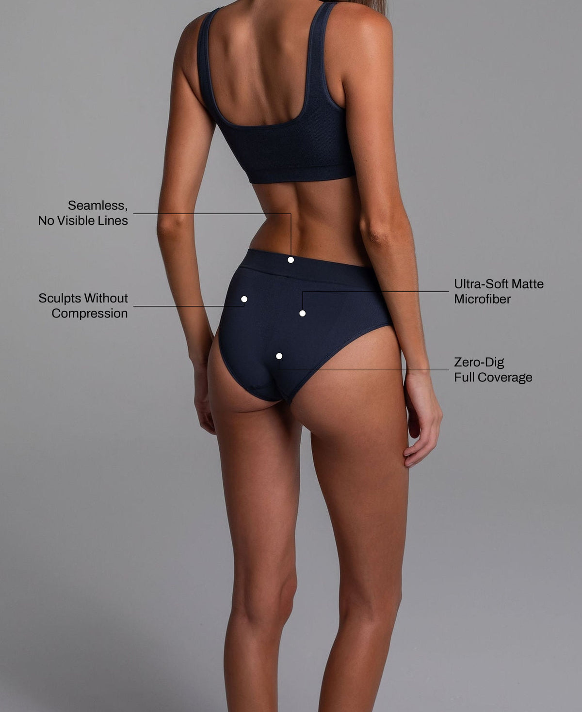 High Sculpt Brief in Collegiate Blue: seamless no visible lines, sculpts without compression, ultra-soft matte microfiber, zero-dig full coverage