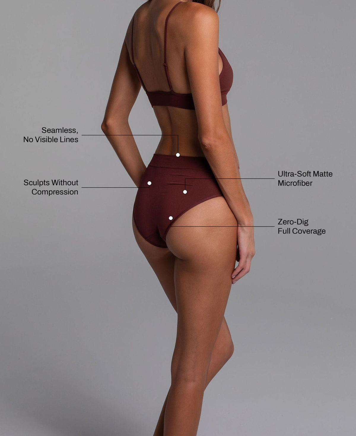 High Sculpt Brief in Crimson: seamless no visible lines, sculpts without compression, ultra-soft matte microfiber, zero-dig full coverage