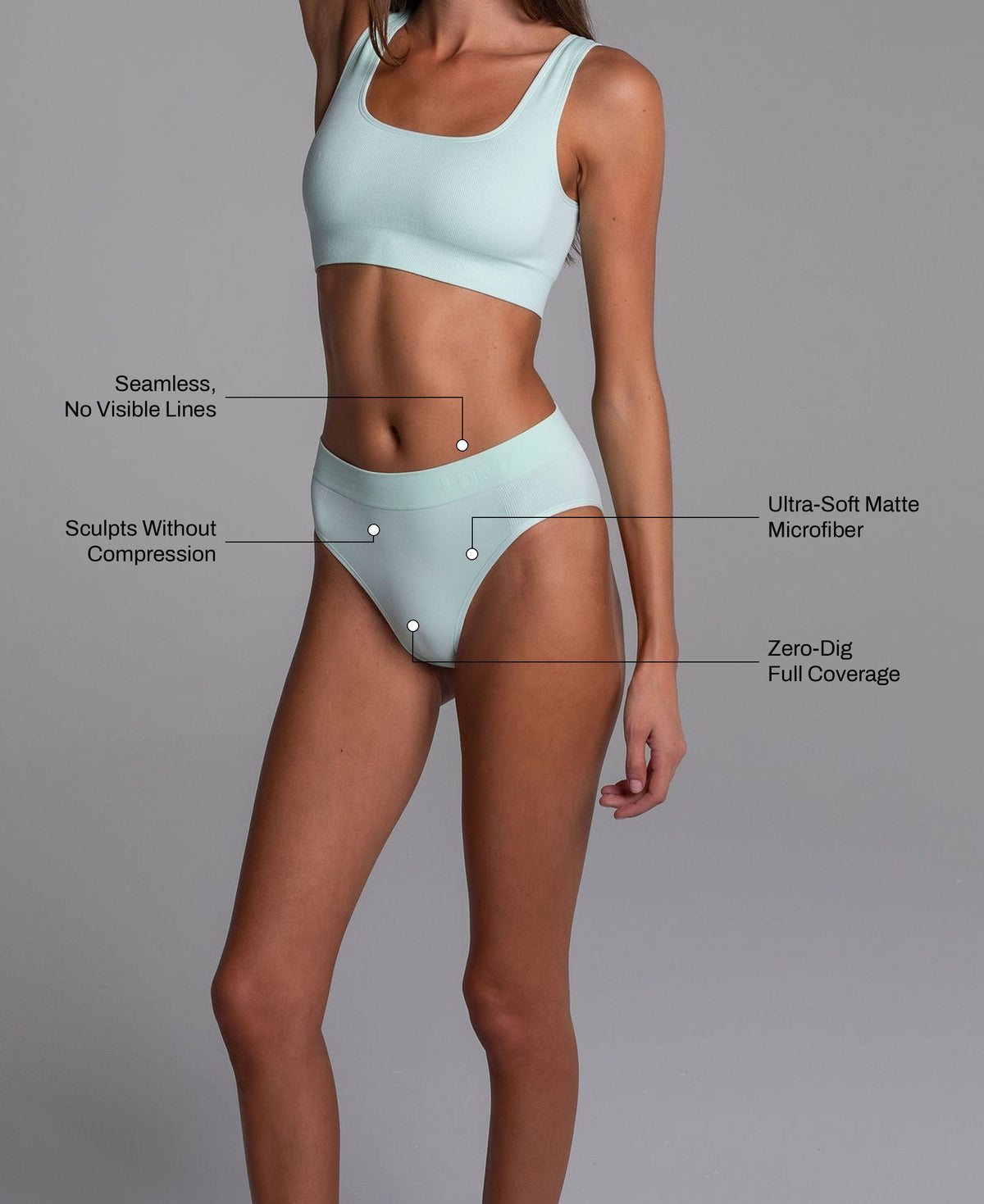 High Sculpt Brief in Pistachio: seamless no visible lines, sculpts without compression, ultra-soft matte microfiber, zero-dig full coverage