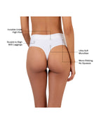 High Sculpt Thong in White: invisible under high-rise, sculpts to align with leggings, ultra-soft microfiber, micro-ribbing with no squeeze