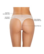 Low Hide Ribbed Thong in Sand: seamless no visible lines, hip stretch and recovery, micro-ribbing that moves with you, never rides up