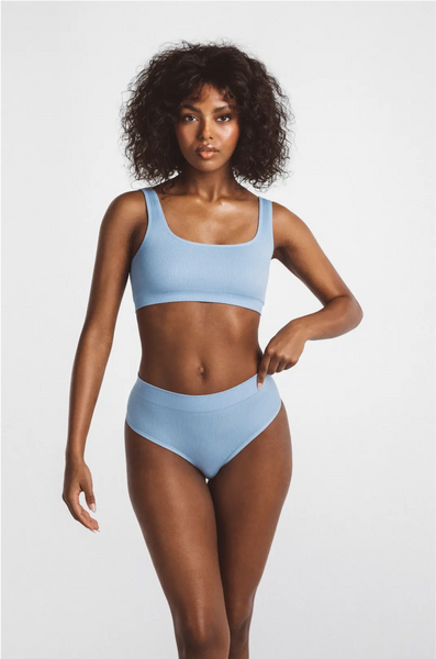 High Sculpt Thong Rib in Arctic Blue LDMA