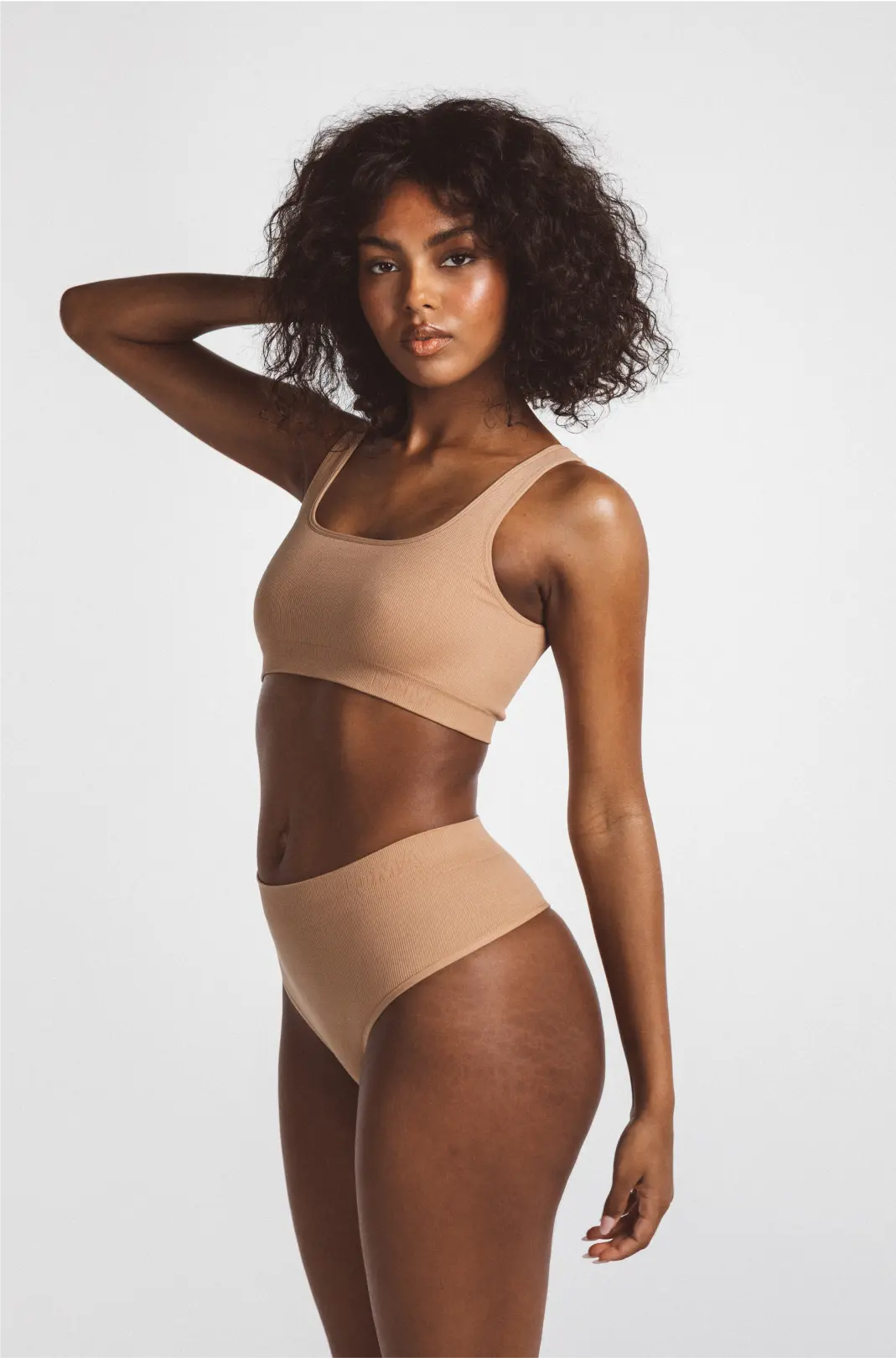 High Sculpt Thong Rib in Dusty Nude