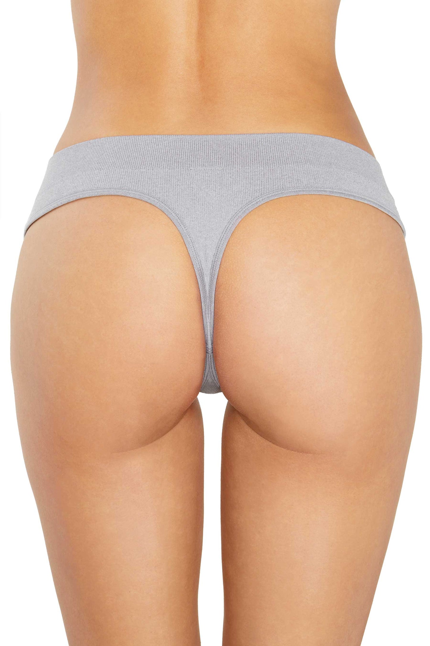 Low Hide Ribbed Thong in Heather Grey