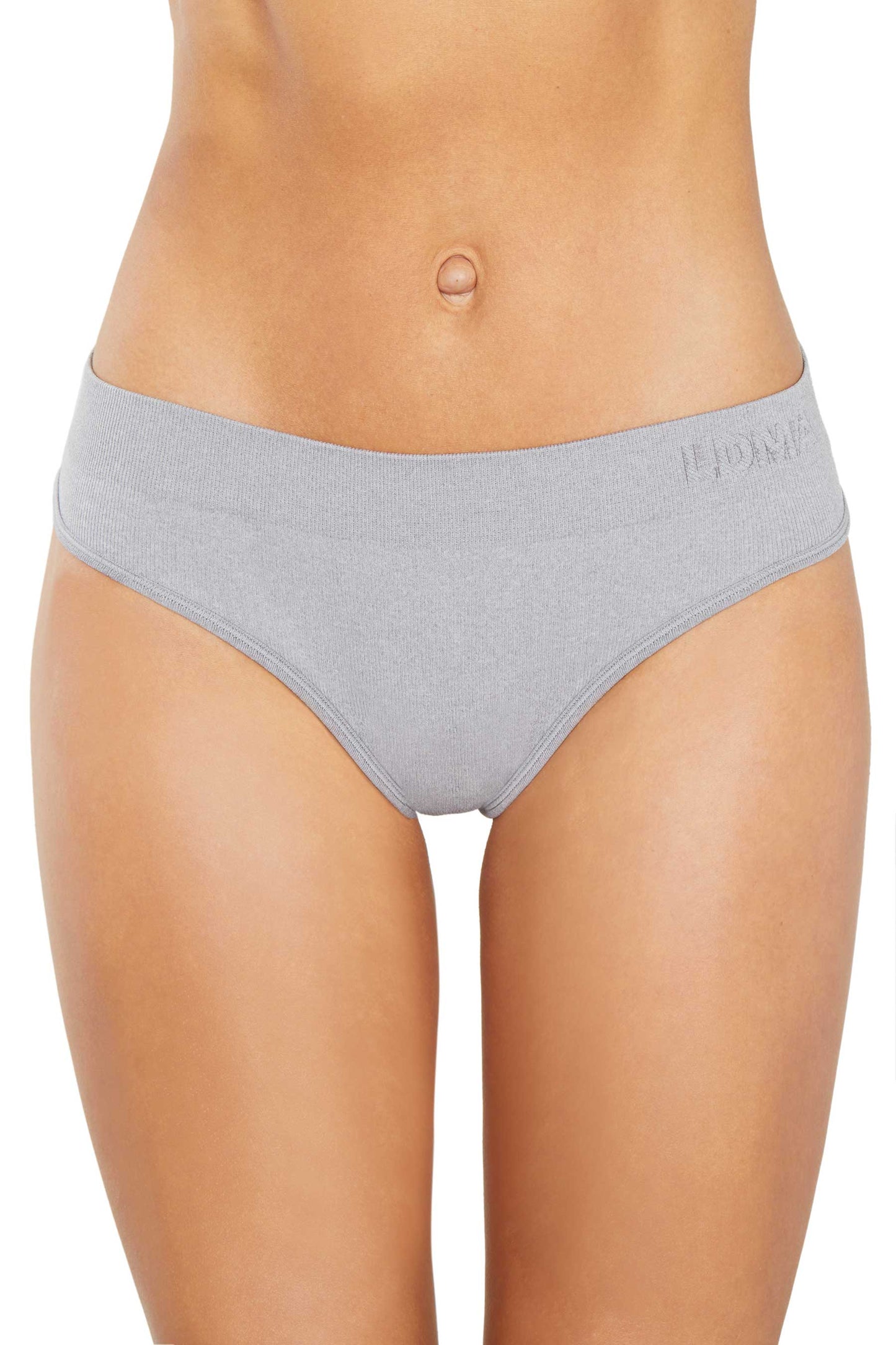 Low Hide Ribbed Thong in Heather Grey